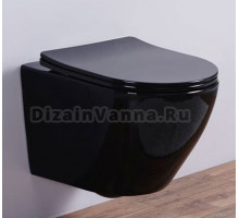 Подвесной унитаз CeramaLux CL2196-18 36 x 52 x 36 см безободковый, сиденье DP, Soft Close, цвет черный глянцевый