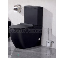 Напольный унитаз CeramaLux 053 37 х 69 х 80 см безободковый, сиденье DP, Soft Close, цвет черный матовый