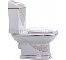 Напольный унитаз CeramaLux Lux Classic J-767 41 х 75 х 92  см ободковый, сиденье Soft Close, белый, золото