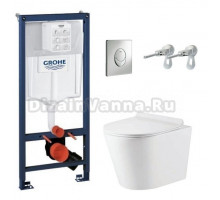 Инсталляция Grohe с безободковым унитазом Omnires Tampa Slim TAMPAMWBP-SL, сиденье микролифт, комплект 