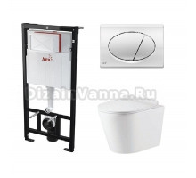 Инсталляция Alcaplast с безободковым унитазом Omnires Tampa Slim TAMPAMWBP-SL, сиденье микролифт, комплект 