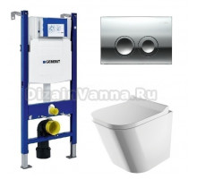 Инсталляция Geberit с безободковым унитазом Omnires Fontana FONTANAMWBP, сиденье микролифт, комплект 