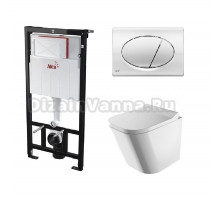 Инсталляция Alcaplast с безободковым унитазом Omnires Fontana FONTANAMWBP, сиденье микролифт, комплект 