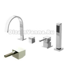 Смеситель Bandini Ice Cube 2 7663400005LR для ванны/душа, хром/ручка белый дуб