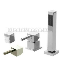 Смеситель Bandini Ice Cube 2 766540SN00LR для душа, матовый никель/ручка белый дуб