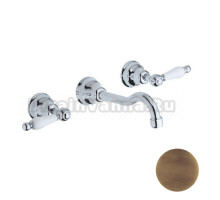 Смеситель Cisal Arcana Toscana для раковины на 3 отверстия из стены,излив 210 мм, цвет бронза