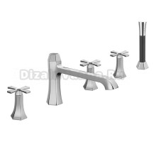 Смеситель Cisal Cherie на борт ванны на 5 отв., излив 210 мм, цвет хром/черный матовый