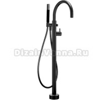Смеситель Cisal Slim напольный однорычажный для ванны с ручной лейкой, держателем и шлангом 150 см, цвет черный матовый