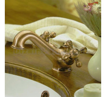 Смеситель Cisal Arcana Ceramic двухвентильный для раковины на 1 отверстие с донным клапаном, цвет бронза