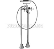 Смеситель Cisal Cherie напольный двухвентильный для ванны с ручной лейкой, держателем и шлангом 150 см, цвет хром/черный матовый