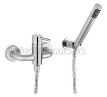 Смеситель Cisal Xion настенный для душа с ручной лейкой, держателем и шлангом 150 см, нержавеющая сталь