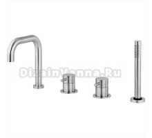 Смеситель Cisal Xion на борт ванны на 4 отверстия, излив 200 мм, цвет нержавеющая сталь