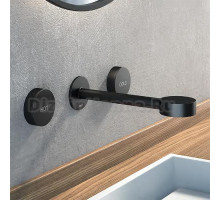 Смеситель Cisal Slim для раковины на 3 отверстия из стены,излив 185-200 мм, цвет черный матовый