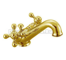 Смеситель Cisal Arcana Ceramic двухвентильный для раковины на 1 отверстие с донным клапаном, цвет золото