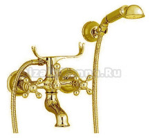 Смеситель Cisal Arcana настенный для ванны/душа с ручной лейкой, держателем и шлангом, золото