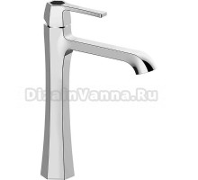 Смеситель Cisal Cherie однорычажный для раковины на 1 отверстие,высокий h200 мм, без донного клапана, цвет хром/черный матовый