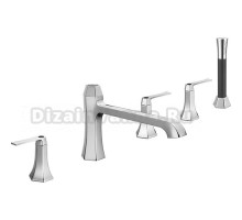 Смеситель Cisal Cherie на борт ванны на 5 отверстий, излив 210 мм, цвет хром/черный матовый