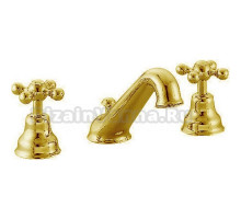 Смеситель Cisal Arcana Ceramic для раковины на 3 отверстия с донным клапаном, цвет золото