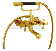 Смеситель Cisal Cherie CX0001007C для ванны двухвентильный, с душевым комплектом, золото/черный