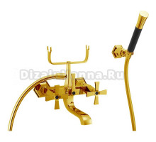 Смеситель Cisal Cherie для ванны с душевым комплектом, двухвентильный, золото/черный