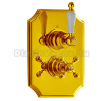 Термостатический смеситель Cisal Arcana Toscana с переключателем на 2 выхода, цвет золото/белый