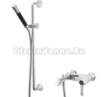 Смеситель Cisal Cherie для ванны однорычажный, с душевым комплектом, хром/черный