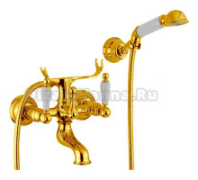 Смеситель Cisal Arcana Toscana для ванны с душевым комплектом, золото/белый