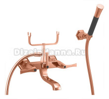 Смеситель Cisal Cherie CF0001207E для ванны двухрычажный, с душевым комплектом, розовое золото/черный