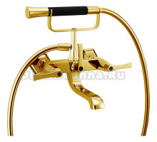 Смеситель Cisal Cherie CF0001007C для ванны двухрычажный, с душевым комплектом, золото/черный