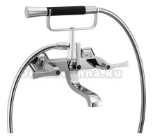 Смеситель Cisal Cherie CF0001006T для ванны двухрычажный, с душевым комплектом, хром/черный