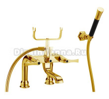 Смеситель Cisal Cherie на борт ванны двухрычажный, с душевым комплектом, золото/черный