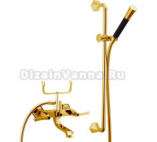 Смеситель Cisal Cherie CF0000607C для ванны двухрычажный, с душевым комплектом, золото/черный