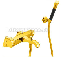 Термостатический смеситель Cisal Cherie на борт ванны на 2 отверстия, с душевым комплектом, золото