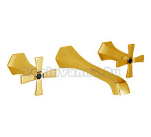 Смеситель Cisal Cherie для раковины на 3 отверстия из стены, излив 200 мм, цвет золото/черный