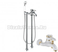 Смеситель для ванны и душа Emmevi Tiffany 600128BO, белый/золото