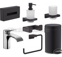 Комплект смеситель Hansgrohe Vivenis + набор аксессуаров для ванной, 7 предметов, хром - матовый черный