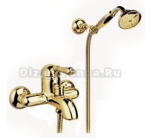 Смеситель Nicolazzi P.M. Blanc 3401GB76 для ванны/душа, гальваническое золото, ручка белая керамика