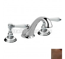 Смеситель Nicolazzi P.M. Blanc 1408DB78 для раковины на 3 отверстия, состаренная бронза, ручка белая керамика