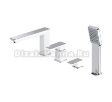 Смеситель Omnires Parma PM7432CRB для ванны на 4 отверстия, хром/белый