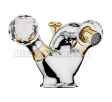 Смеситель для биде Webert Karenina KA710102017 c донным клапаном, хром, золото, ручки Swarovski