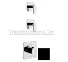 Смеситель Webert Living LV971402560 для душа, термостатический, встраиваемый, на 2 потока, черный матовый