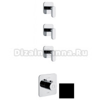 Смеситель Webert Living LV971502560 для душа, термостатический, встраиваемый, на 3 потока, черный матовый