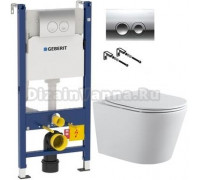 Комплект Унитаз подвесной Aquanet Betto 2.0 W rimless + Система инсталляции для унитазов Geberit Duofix Delta 458.124.21.1 3 в 1 с кнопкой смыва