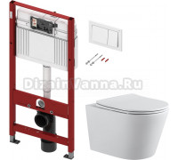 Комплект Унитаз подвесной Aquanet Betto 2.0 W rimless + Система инсталляции для унитазов TECE Base