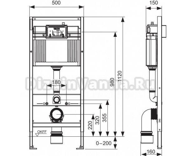 Комплект Система инсталляции для унитазов TECE Base NEW с кнопкой смыва + Унитаз подвесной Bien Dor dizainvanna.ru