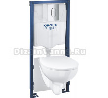 Комплект Grohe Solido 39902000 подвесной унитаз + инсталляция + кнопка