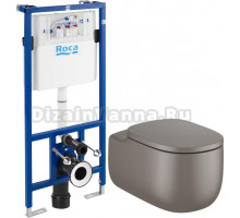 Комплект Унитаз подвесной Roca Beyond 3460B7660 coffee с крышкой-сиденьем + Система инсталляции для унитазов Roca DUPLO WC 890090020