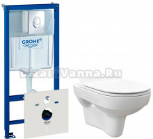 Комплект Унитаз подвесной STWORKI Хельсинки Clean On DPL EO slim 63429 безободковый + Система инсталляции для унитазов Grohe Rapid SL 38750001 4 в 1