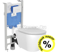 Комплект Унитаз подвесной STWORKI Merlingen MWH55 + Система инсталляции для унитазов Ideal Standard ProSys Eco Frame 2.0 R0464AC с кнопкой смыва