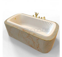 Ванна из литьевого мрамора Migliore OLIVIA Podium 24379, встраиваемая в подиум, фурнитура золото, 174 х 80 см